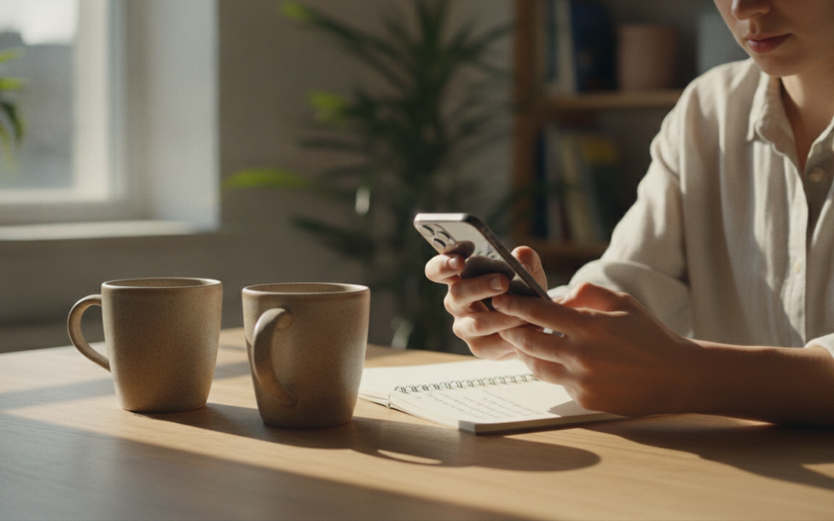 Shopper comparing products while checking summer sale deals on a phone at home